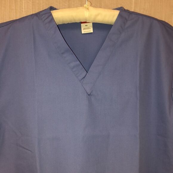 Dickies M Men’s Light Blue N-Neck Short Sleeve Two Pocket Scrub Top - Picture 3 of 12